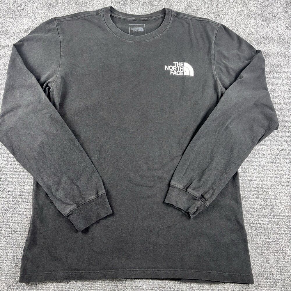 The North Face Shirt Mens M US M Black Long Sleeve Box Logo NSE Tee
